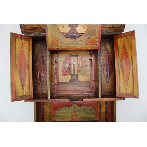 39 - A Napoleonic Prisoner of War jewellery box, with fully illustrated outer, the lid depicting a port t... 