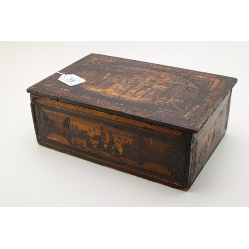 39 - A Napoleonic Prisoner of War jewellery box, with fully illustrated outer, the lid depicting a port t... 