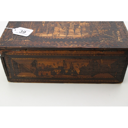 39 - A Napoleonic Prisoner of War jewellery box, with fully illustrated outer, the lid depicting a port t... 