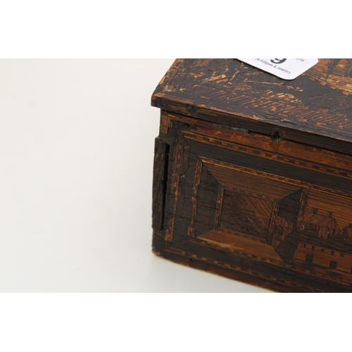 39 - A Napoleonic Prisoner of War jewellery box, with fully illustrated outer, the lid depicting a port t... 