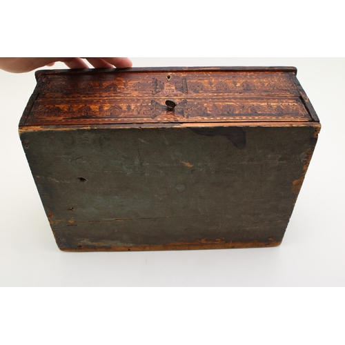 39 - A Napoleonic Prisoner of War jewellery box, with fully illustrated outer, the lid depicting a port t... 