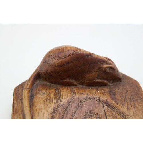 40 - Workshop of Robert 'Mouseman' Thompson of Kilburn Yorkshire, a carved octagonal oak ashtray with car... 