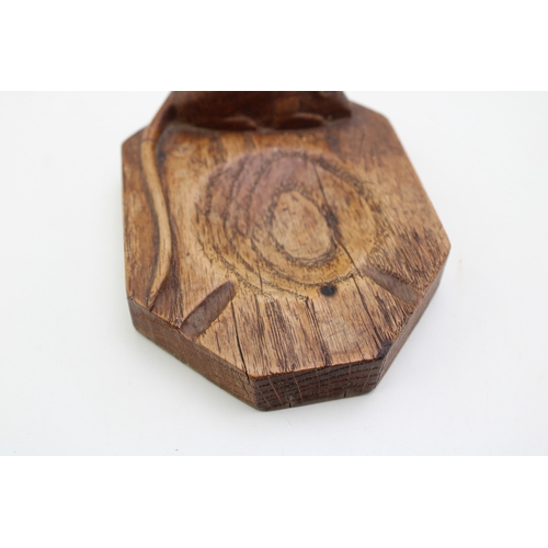 40 - Workshop of Robert 'Mouseman' Thompson of Kilburn Yorkshire, a carved octagonal oak ashtray with car... 