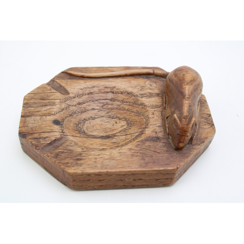 40 - Workshop of Robert 'Mouseman' Thompson of Kilburn Yorkshire, a carved octagonal oak ashtray with car... 