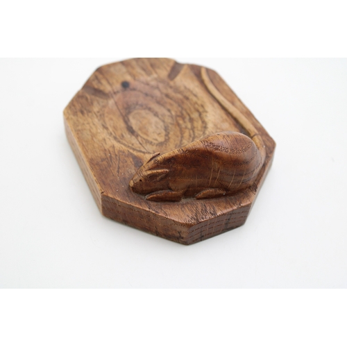 40 - Workshop of Robert 'Mouseman' Thompson of Kilburn Yorkshire, a carved octagonal oak ashtray with car... 