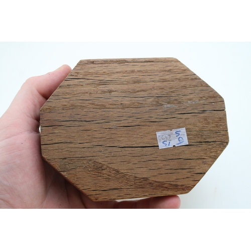 40 - Workshop of Robert 'Mouseman' Thompson of Kilburn Yorkshire, a carved octagonal oak ashtray with car... 