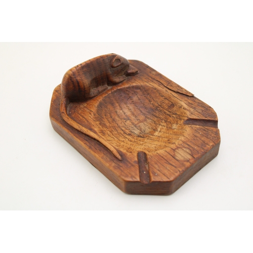 41 - Workshop of Robert 'Mouseman' Thompson of Kilburn Yorkshire, a carved oak ashtray with carved mouse ... 
