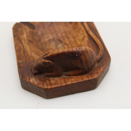 41 - Workshop of Robert 'Mouseman' Thompson of Kilburn Yorkshire, a carved oak ashtray with carved mouse ... 