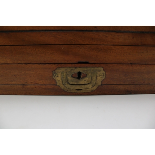 43 - A campaign camphor metamorphic lap desk, brass bound, the interior fitted with compartments, 46.5cm ... 