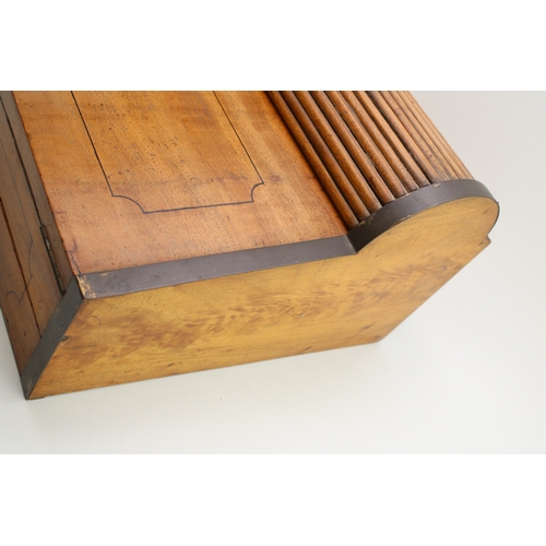43 - A campaign camphor metamorphic lap desk, brass bound, the interior fitted with compartments, 46.5cm ... 