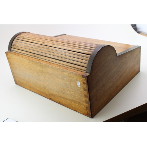 43 - A campaign camphor metamorphic lap desk, brass bound, the interior fitted with compartments, 46.5cm ... 