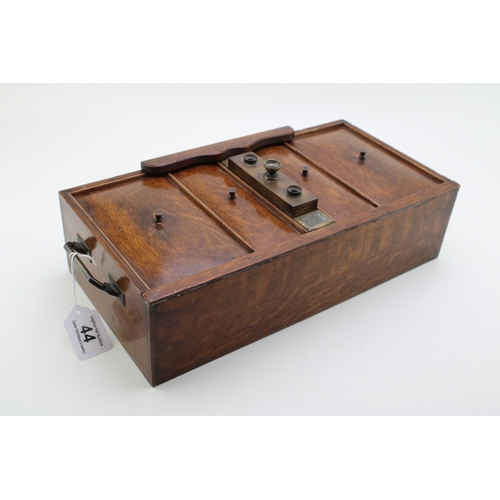 44 - An early 20th century cigar or cigarette oak locking humidor by Hallstaff & Hannaford 223 Regent Str... 