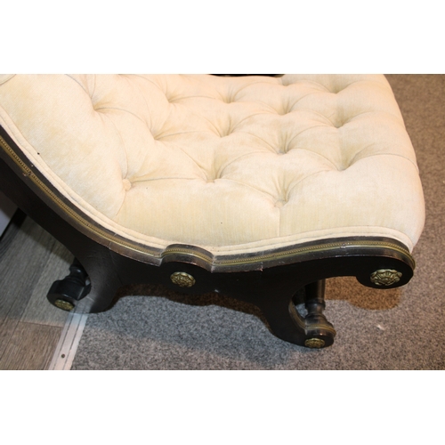 46 - A pair of 19th century Victorian upholstered bedroom or nursing chairs with original brass applied d... 