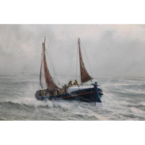 53 - Roderick Lovesey (1944-2002), 'Penzance Lifeboat' oil on canvas, depicting 19th century lifeboat und... 