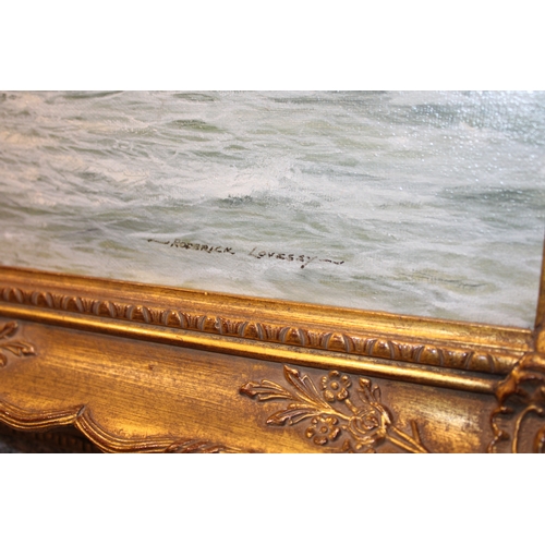 53 - Roderick Lovesey (1944-2002), 'Penzance Lifeboat' oil on canvas, depicting 19th century lifeboat und... 