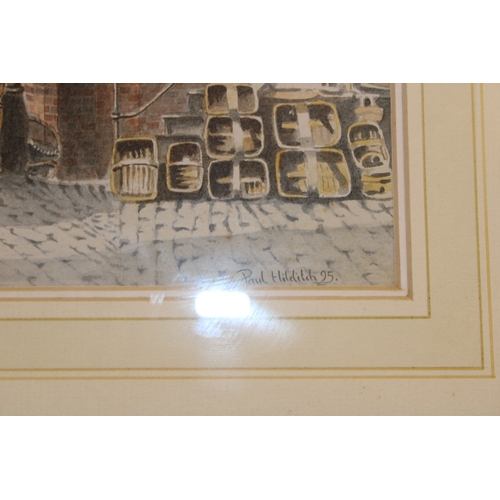 55 - Paul Hillditch 'Stanley Street Leek c1905' framed and glazed, signed lower left, 39cm x 25cm.