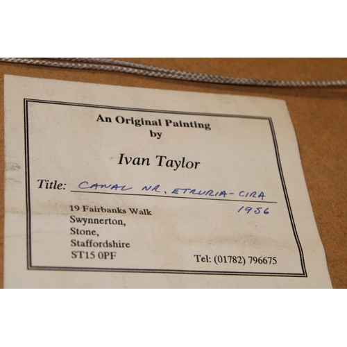 57 - Ivan Taylor (1946 -) 'Canal Mr. Etruria - Circa 1956' Watercolour, signed lower right, framed and gl... 
