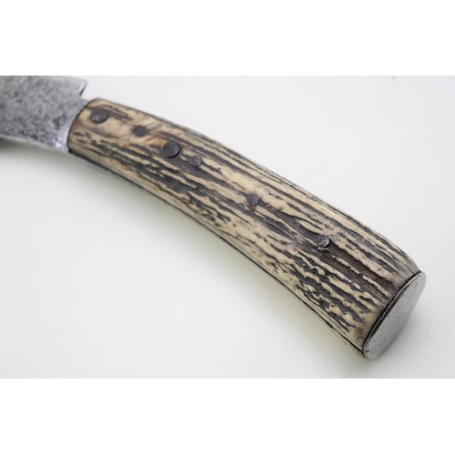 7 - A Rare & Exceptional Quality 19th Century Victorian Flat Cap Gentleman's Billhook Knife with Stag An... 