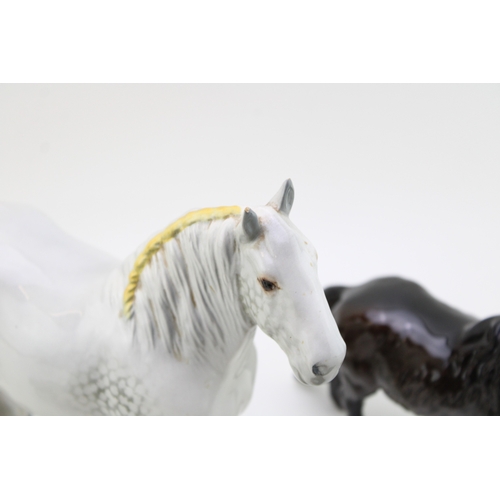 312 - Beswick horses to include a grey shire horse, a large shire foal in brown and others (Qty).
