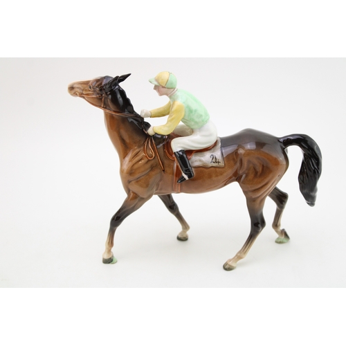 319 - Beswick walking racehorse and jockey, brown colourway.