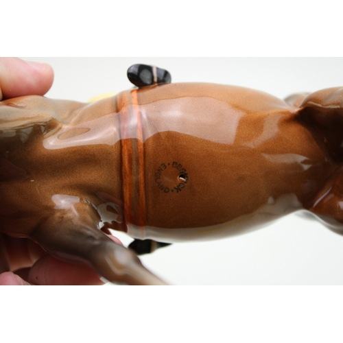 319 - Beswick walking racehorse and jockey, brown colourway.