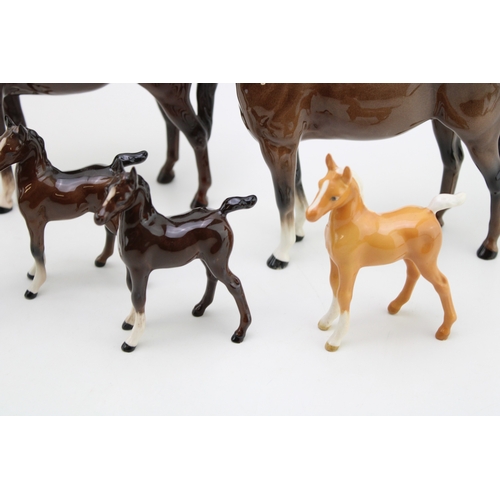 334 - Beswick to include two Arab Bahrams in brown with four foals (6).
