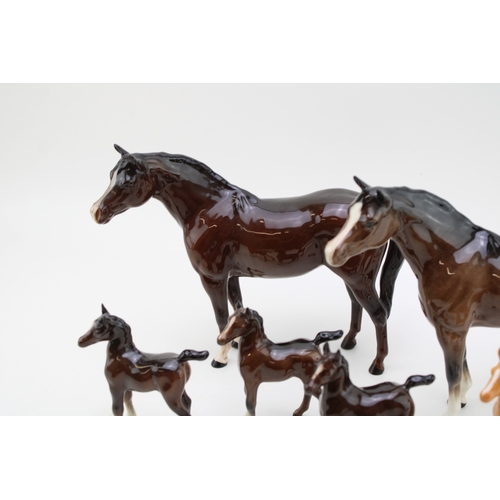 334 - Beswick to include two Arab Bahrams in brown with four foals (6).