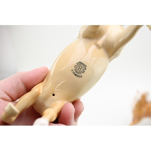 340 - Beswick prancing arabs to include a light palomino colourway, a darker palomino colourway and a brow... 