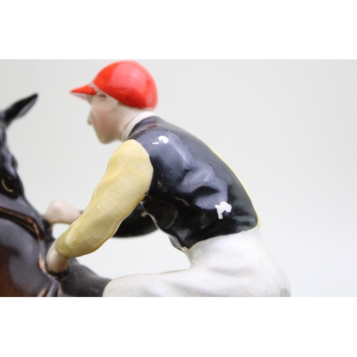 352 - Beswick walking racehorse and jockey with a brown Welsh cob (2 - both af).