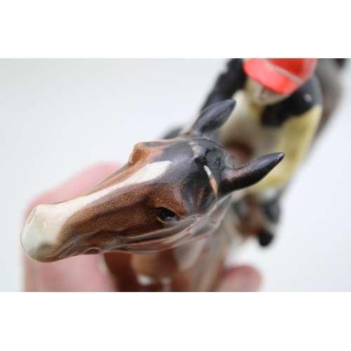 352 - Beswick walking racehorse and jockey with a brown Welsh cob (2 - both af).
