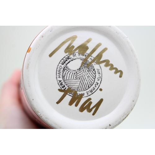 359 - Anita Harris Art Pottery cylindrical 'Sunflower' vase, a trial, 34cm tall, signed by Anita.