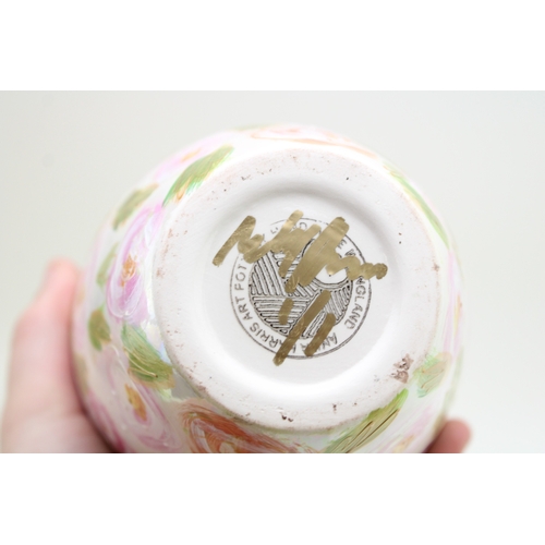 360 - Anita Harris Art Pottery 'Pink Roses' 1/1, 21cm tall, signed by Anita.