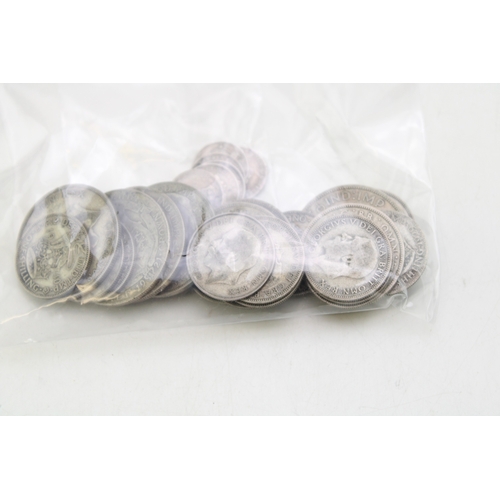 26 - A collection of 1/2 silver UK coinage 1920 - 1946 (201.6g) together with full silver coins 8.1g, tog... 
