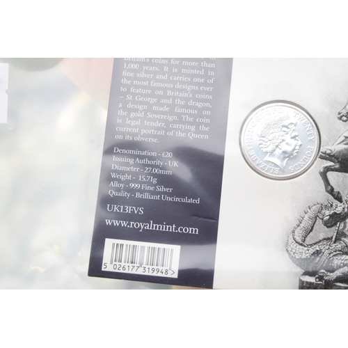 46 - The Royal Mint: Two £20 fine silver coins to include a 2013 'A Timeless First' The George and the Dr... 