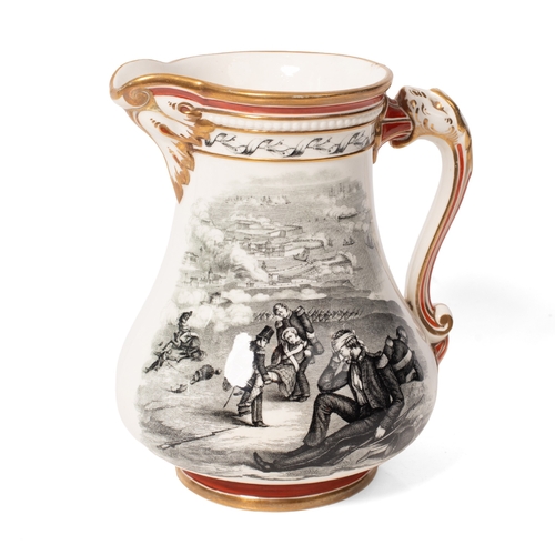 The Royal Patriotic Jug by S. Alcock & Co, Hill Pottery, Burslem, January 1 1855, 19cm tall.