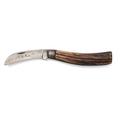 A late 19th century Victorian bone handle flat cap pruner pruning pocket knife by William Saynor Depend of Sheffield c1890.
