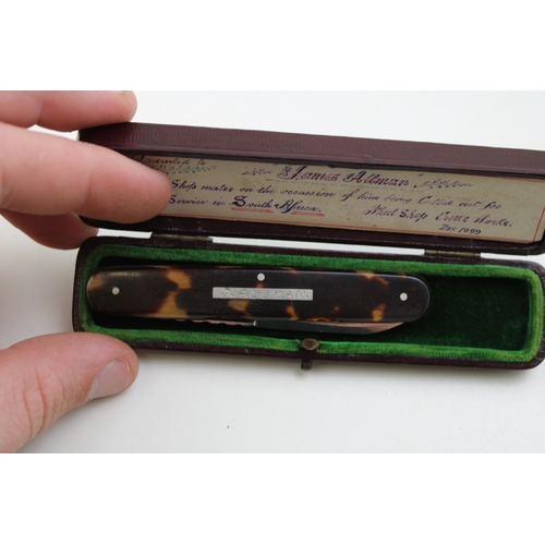 16 - A quality late 19th century Victorian Murfit Brothers of Sheffield tortoise shell handle three blade... 