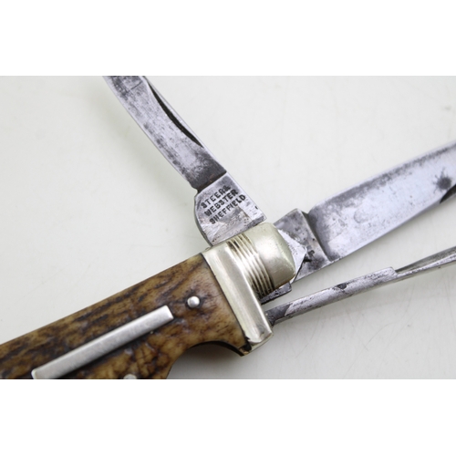 17 - A scarce early 20th century bone handle coachman's or horseman's folding pocket knife by Steers Webs... 