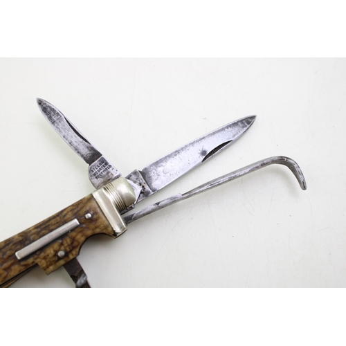 17 - A scarce early 20th century bone handle coachman's or horseman's folding pocket knife by Steers Webs... 