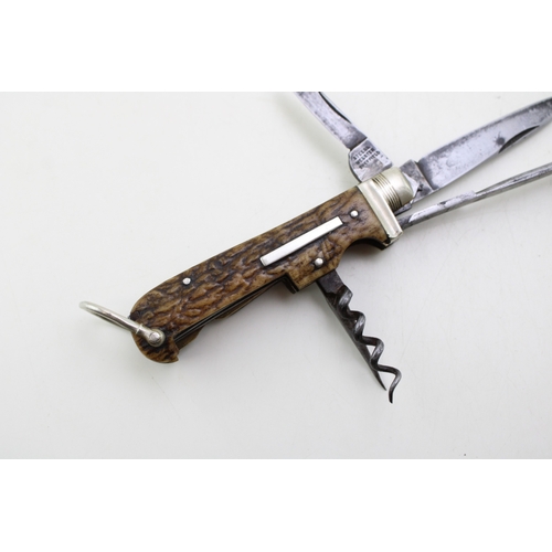 17 - A scarce early 20th century bone handle coachman's or horseman's folding pocket knife by Steers Webs... 
