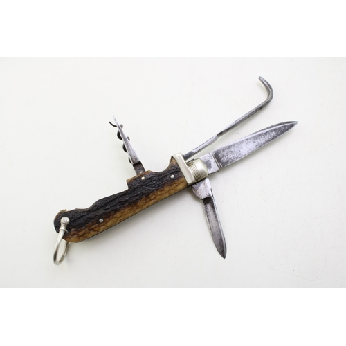 17 - A scarce early 20th century bone handle coachman's or horseman's folding pocket knife by Steers Webs... 
