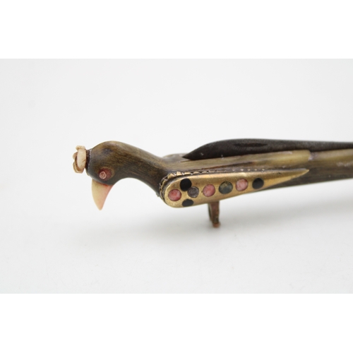 17C - An unusual bone handle two blade pocket knife shaped as a bird possibly continental with a German fo... 