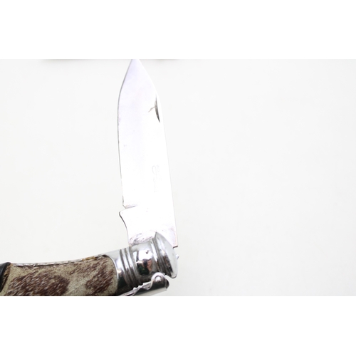 17C - An unusual bone handle two blade pocket knife shaped as a bird possibly continental with a German fo... 