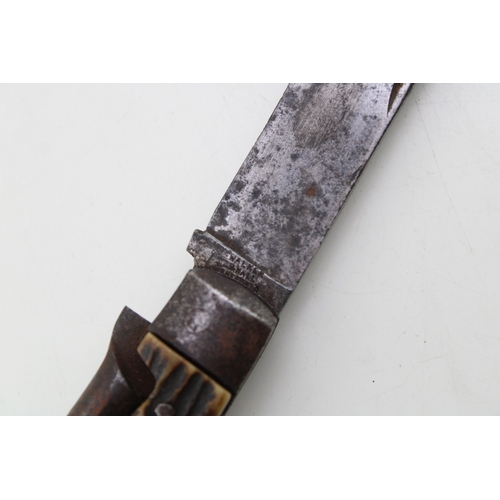 18 - A Quality Royal Navy sailor's stag antler bone handle rigging knife c1910 or so.