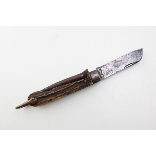 18 - A Quality Royal Navy sailor's stag antler bone handle rigging knife c1910 or so.