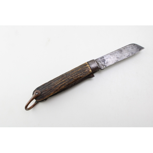18 - A Quality Royal Navy sailor's stag antler bone handle rigging knife c1910 or so.