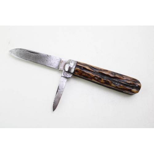 20 - A quality early 20th century Victorian Humphrey's Radiant of Sheffield stag antler bone handle twin ... 