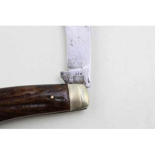 3 - A quality Lockwood Brothers of Sheffield bone handle flat cap pruner pruning pocket knife c1930.