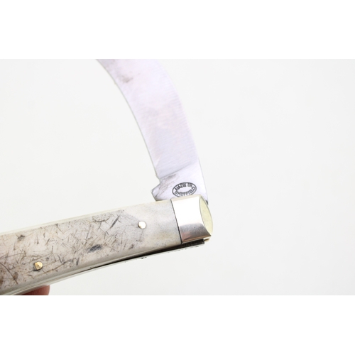 35A - A full pruner pocket knife, by A Wright and Son of Sheffield, with stag handle, blade 7.5cm long.