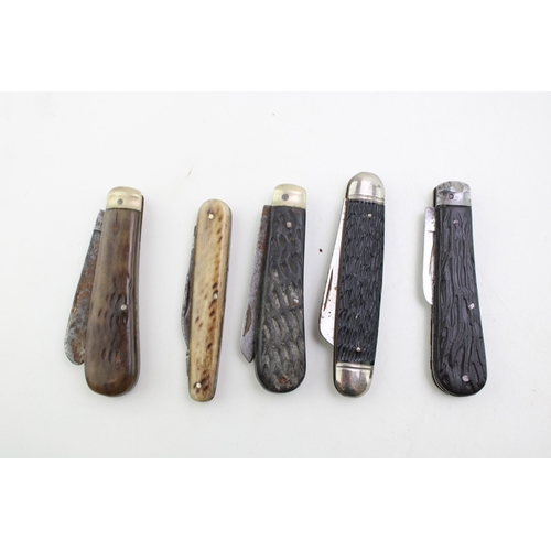 45 - A collection of five Sheffield made bone handle single blade folding pocket knives (5).